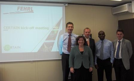 Left to right - Ales Znidaric (ZAG, Coordinator),  Carolyn Hoey (FEHRL, WP leader), Josef Styck (CDV), Adewole Adesiyun (IBDiM), Herbert Thanner (EC DG RTD)